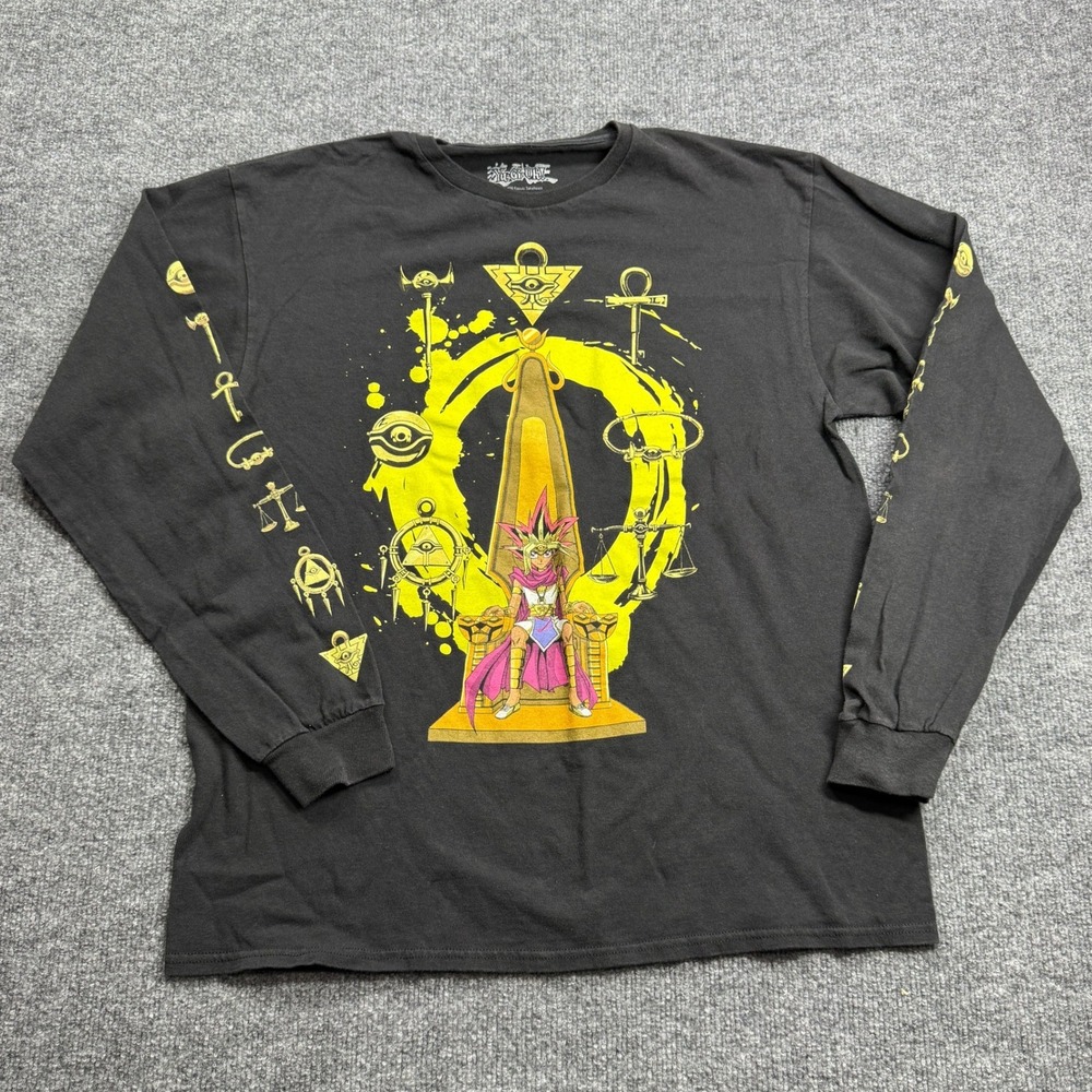 Yu-Gi-Oh Yami Yugi T Shirt Men L Black Anime Graphic Long Sleeve Streetwear